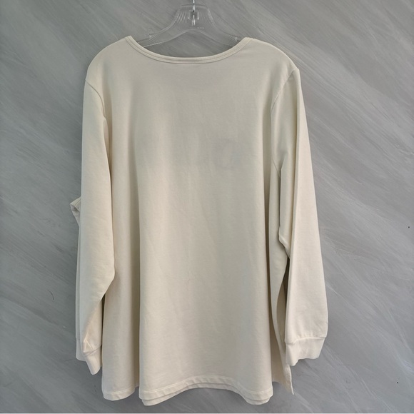 Quacker Factory 2X Ivory w/ Green Pumpkins Gold&Silver Rhinestones L/S Top - Picture 8 of 10